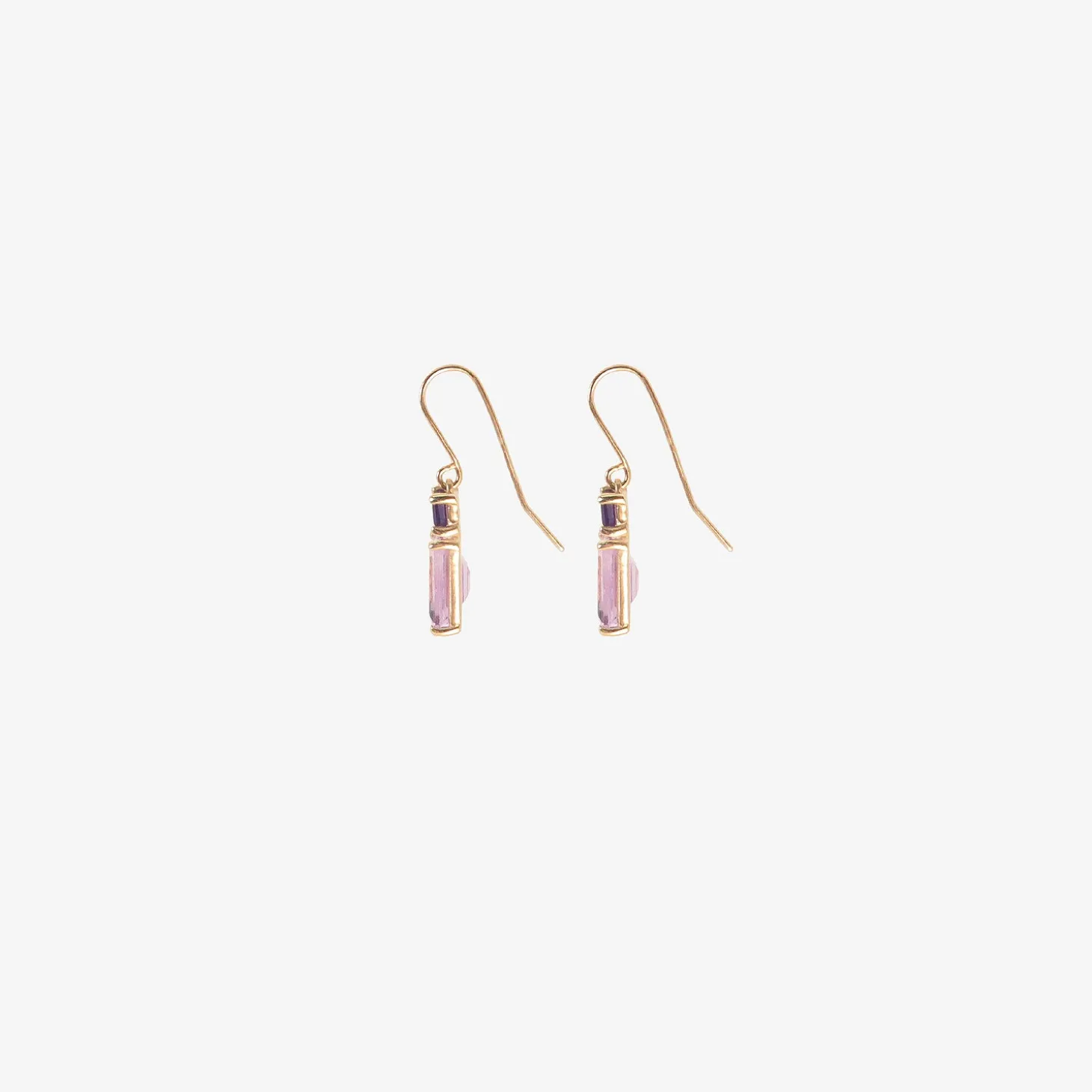 14k & amethyst paired drop earrings