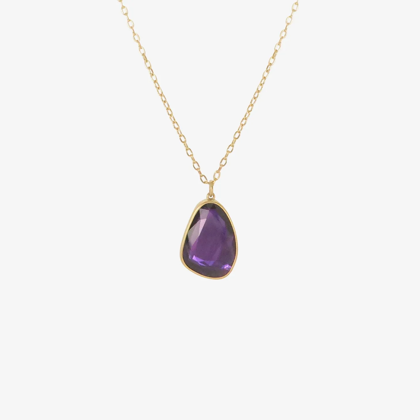 18k & amethyst sequin pebble pendant, 9.02ct