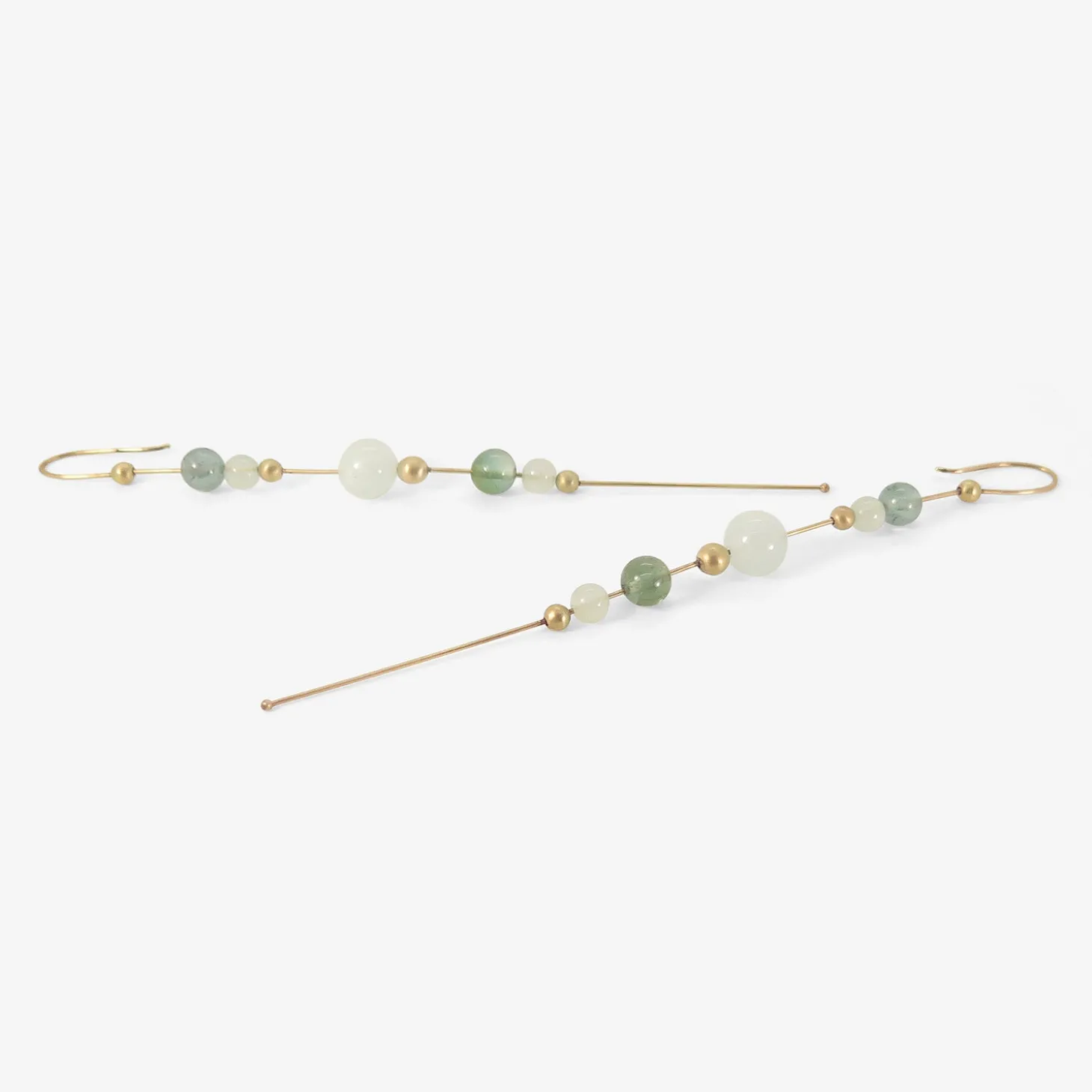 14k & aquamarine bead chain earrings with tourmaline