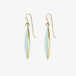18k & aquamarine large lens earrings