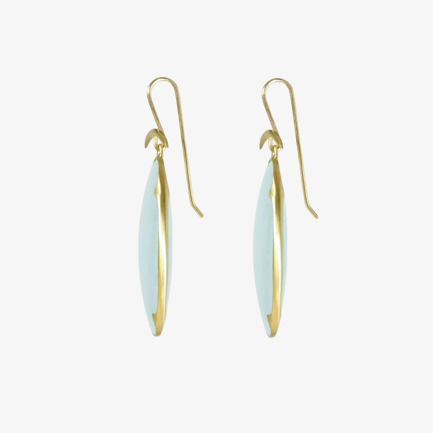 18k & aquamarine large lens earrings