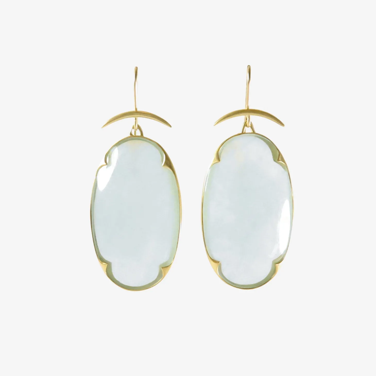 18k & aquamarine large lens earrings