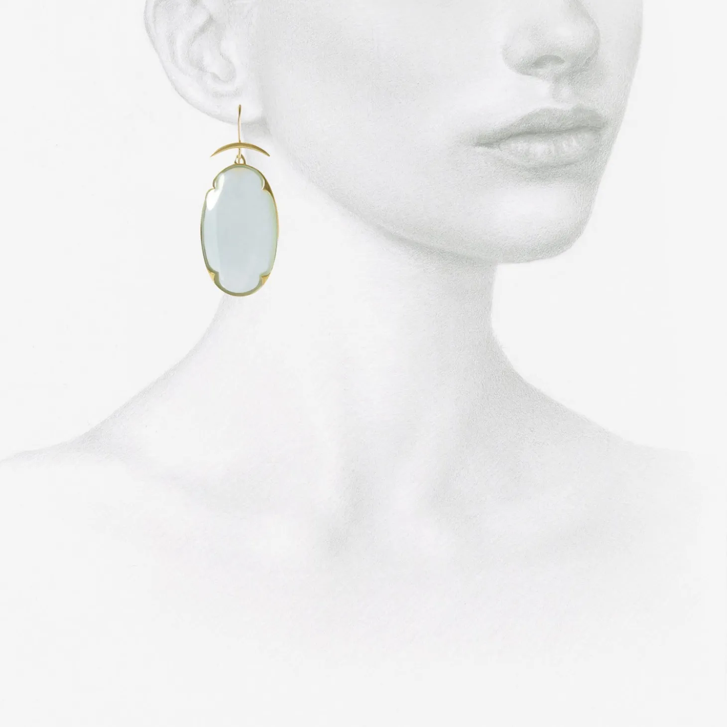 18k & aquamarine large lens earrings