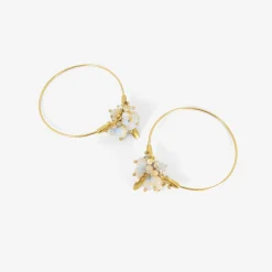 18k & australian opal small hoop cluster earrings