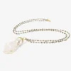 18k & baroque pearl comet pendant on platinum & diamond chain