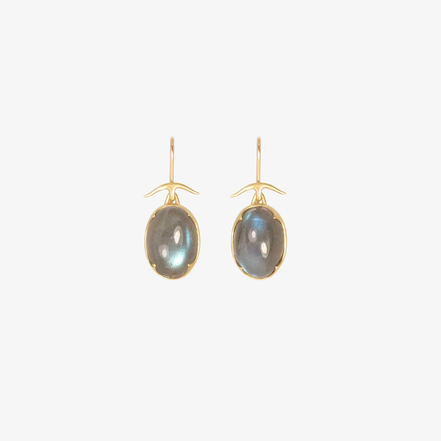 18k & bezel-set oval labradorite earrings