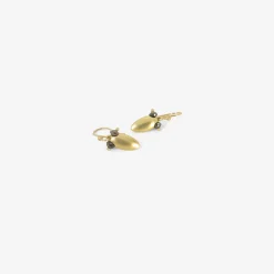 18k & black diamond thin eye bug earrings