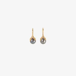 14k & black freshwater pearl eggplant earrings
