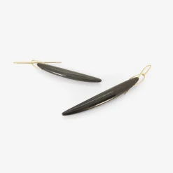 14k & black jade bean earrings