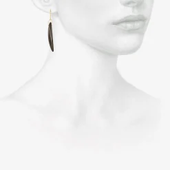 14k & black jade bean earrings