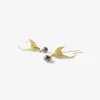 18k & black pearl flying bird earrings