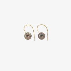 18k & black tahitian pearl drop earrings