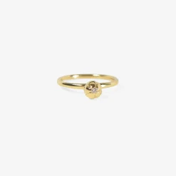 14k & blossom stacking ring with diamond