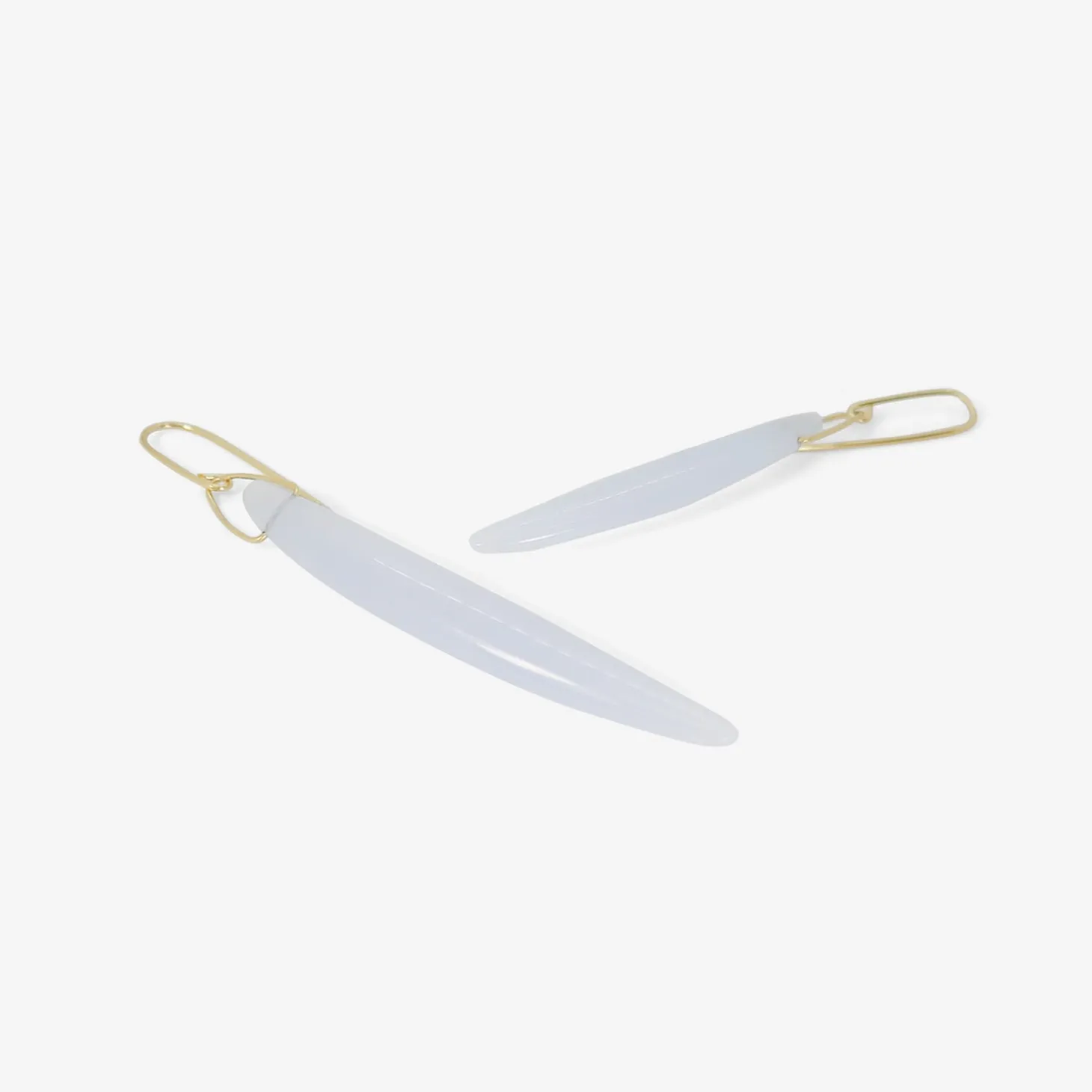 14k & blue chalcedony bean earrings