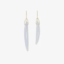14k & blue chalcedony bean earrings