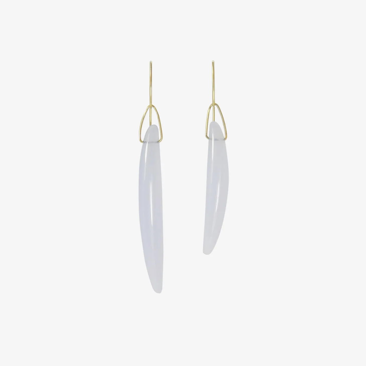 14k & blue chalcedony bean earrings