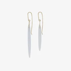14k & blue chalcedony bean earrings