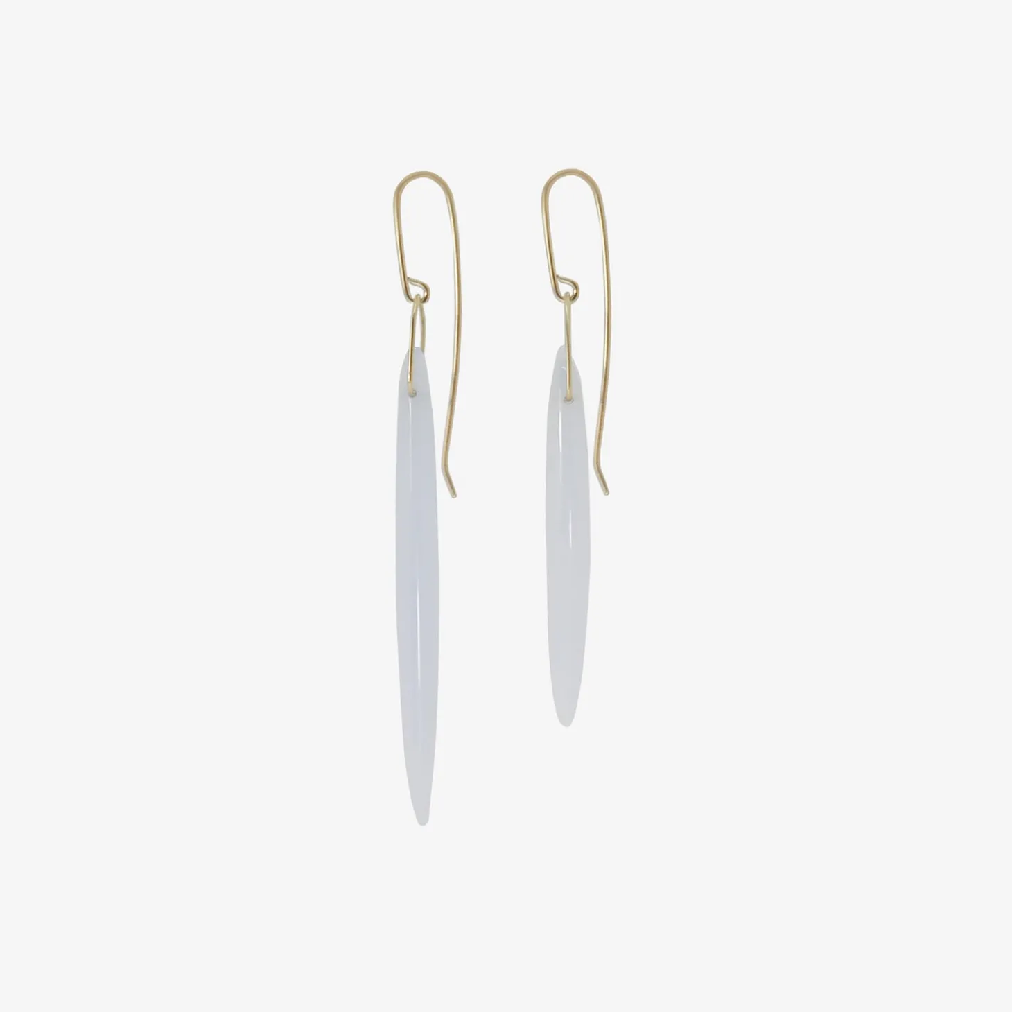 14k & blue chalcedony bean earrings