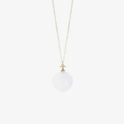 18k & blue chalcedony hickory nut pendant