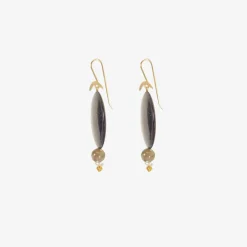 18k & blue goldstone night sky earrings with labradorite