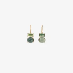 14k & blue green tourmaline paired drop earrings, 9.1ct