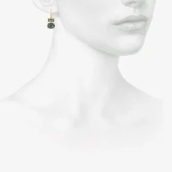 14k & blue green tourmaline paired drop earrings, 9.1ct