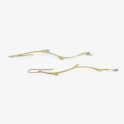 18k & blue sapphire long bud branch earrings