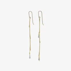 18k & blue sapphire long bud branch earrings