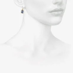 18k & blue sapphire pebble earrings, 3.67ct