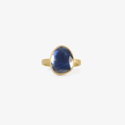 18k & blue sapphire sequin pebble ring, 2.17ct