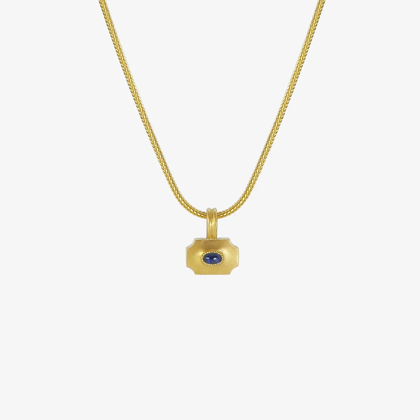 22k & blue sapphire small ode pendant