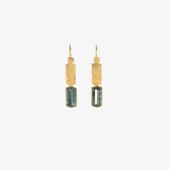 22k & blue tourmaline klimt double drop earrings, 5.55ct