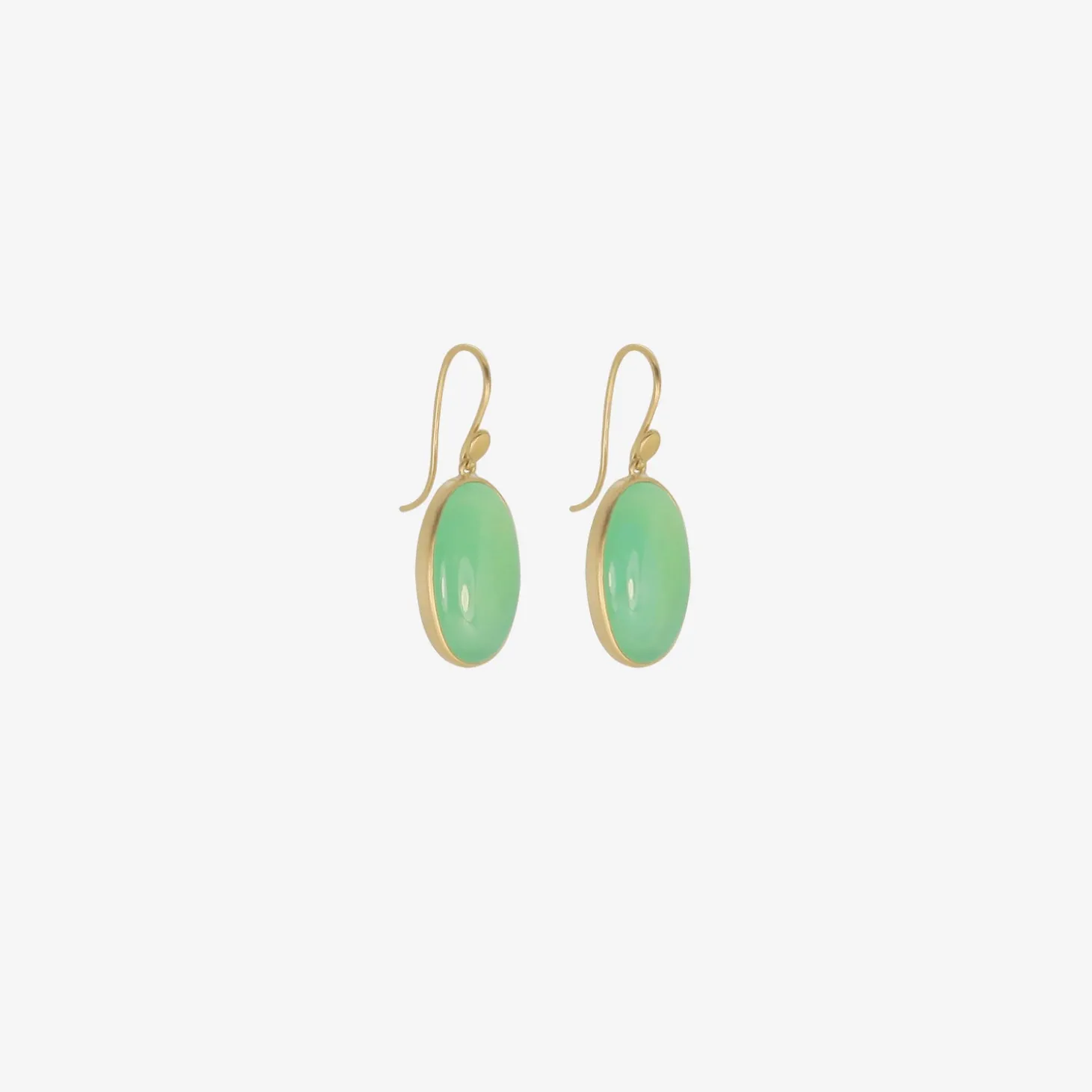 18k & brazilian chrysoprase oval drop earrings, 18.57ct