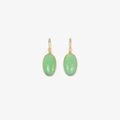 18k & brazilian chrysoprase oval drop earrings, 18.57ct