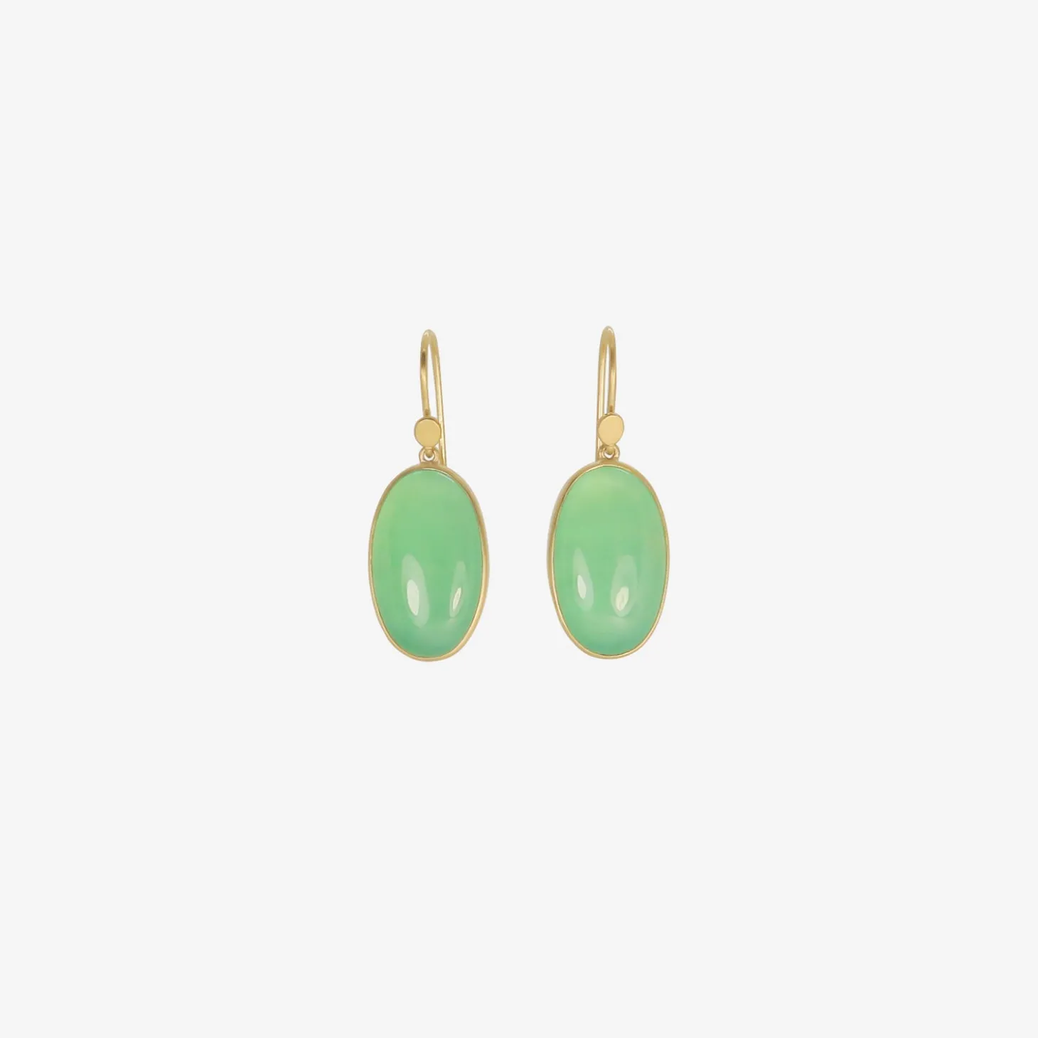 18k & brazilian chrysoprase oval drop earrings, 18.57ct
