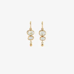 18k & cabochon aquamarine double drop earrings with 22k drops, 3.94ct