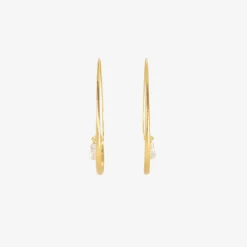 18k & champagne diamond large snake hoops with moonstone drops