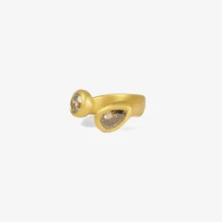 22k & champagne double diamond sculptural ring, 2.27ct