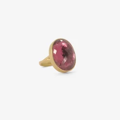18k & checkered oval pink tourmaline ring, 17.15ct