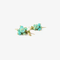 10k & chinese turquoise bug cluster earrings