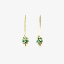 14k & chinese turquoise small hoop clusters