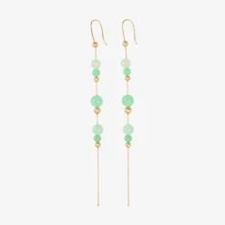 14k & chrysoprase bead chain earrings