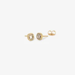 18k & clearish cushion shaped diamond studs, .80ct