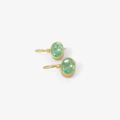 18k & colombian emerald oval drop earrings, 4.84ct