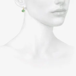 18k & colombian emerald oval drop earrings, 4.84ct