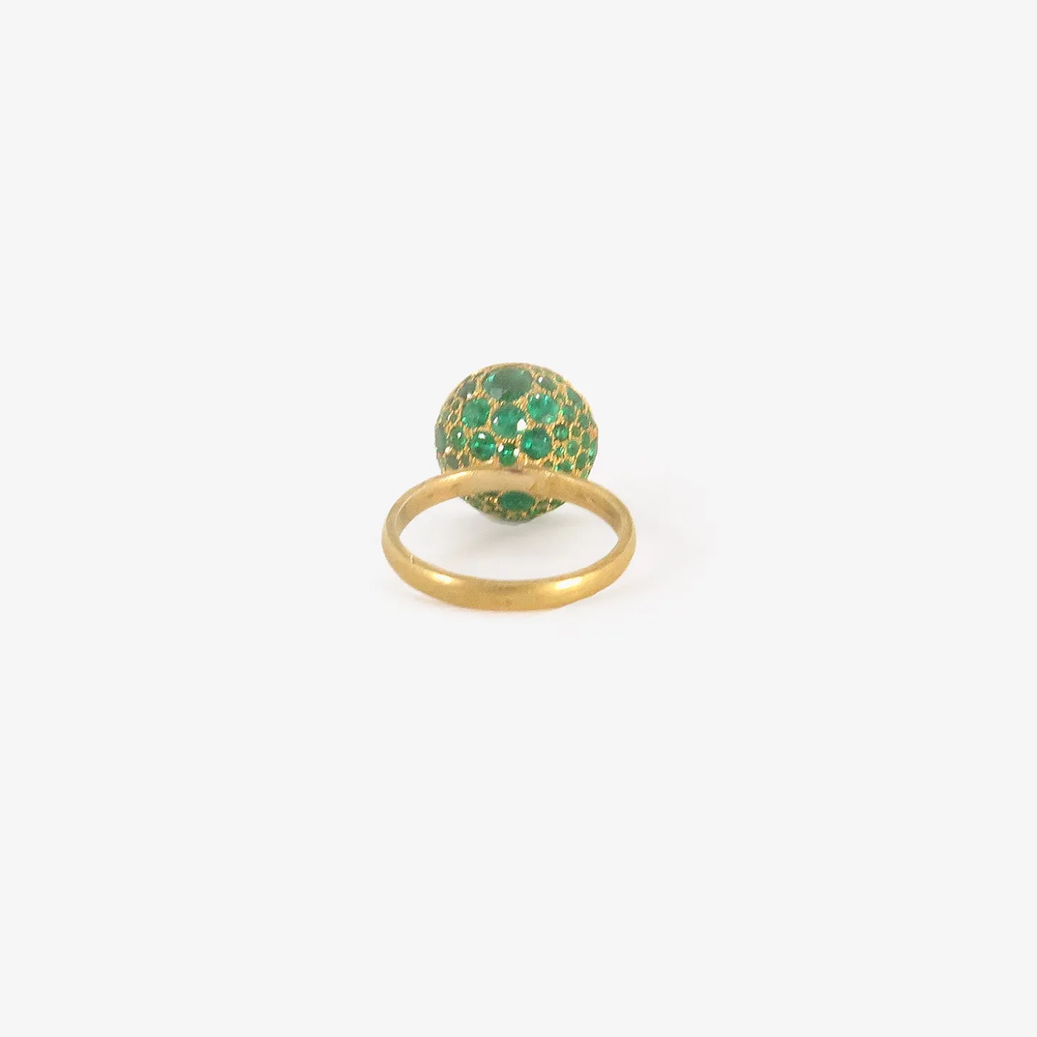 22k & colombian emerald ring with emerald pavé