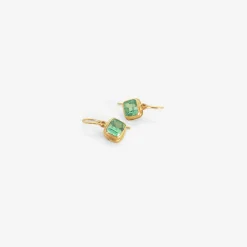18k & colombian emerald single drop earrings, 2.75ct