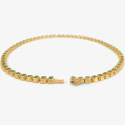 20k & colombian emerald ziggurat eternity necklace, 11.64ct