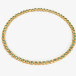 20k & colombian emerald ziggurat eternity necklace, 11.64ct