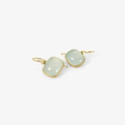 18k & cushion shaped aquamarine earrings, 7.92ct
